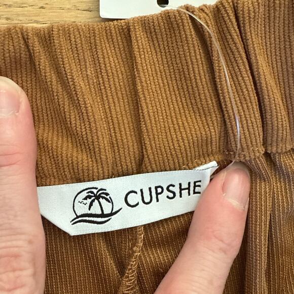 Cupshe Wide Leg Pants Downtown Moves Size 24 Brown Gold - Picture 3 of 5